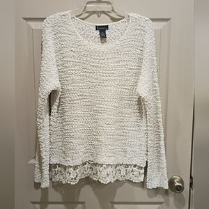Like New CONTEMPORARY STYLE SIGNATURE STUDIO womans Cream Knit Sweater XL Lace